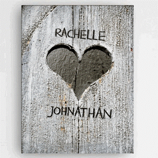 Personalized Hand Carved Heart Canvas